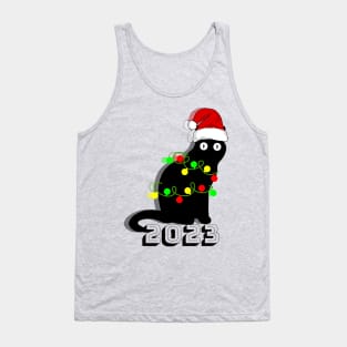 new year 2023 with santa cat Tank Top